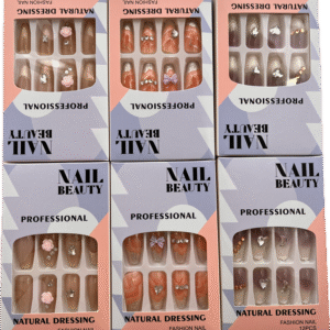 Set Uñas Postizas Decoradas Caja Cartón X 12