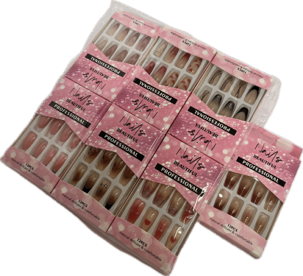 Set Uñas Postizas Decoradas Caja Cartón X 12