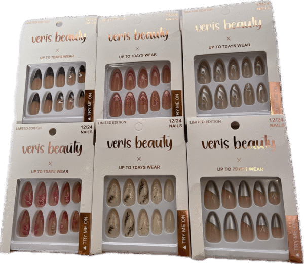 Set Uñas Postizas Decoradas Caja Cartón X 12