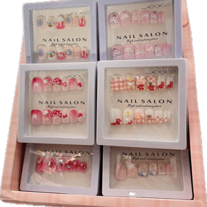 Set Uñas Postizas Decoradas Caja Acrílica x 12