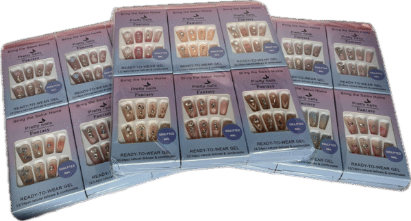 Set Uñas Postizas Decoradas Caja Cartón X 12