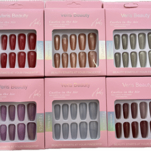 Set Uñas Postizas Decoradas Caja Cartón X 12