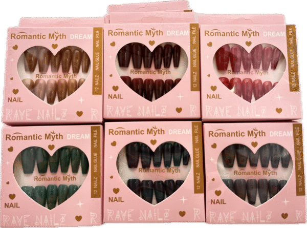 Set Uñas Postizas Decoradas Caja Cartón X 12