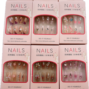 Set Uñas Postizas Decoradas Caja Cartón X 12